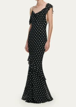 Self-PortraitPolka Dot Georgette Maxi Dress