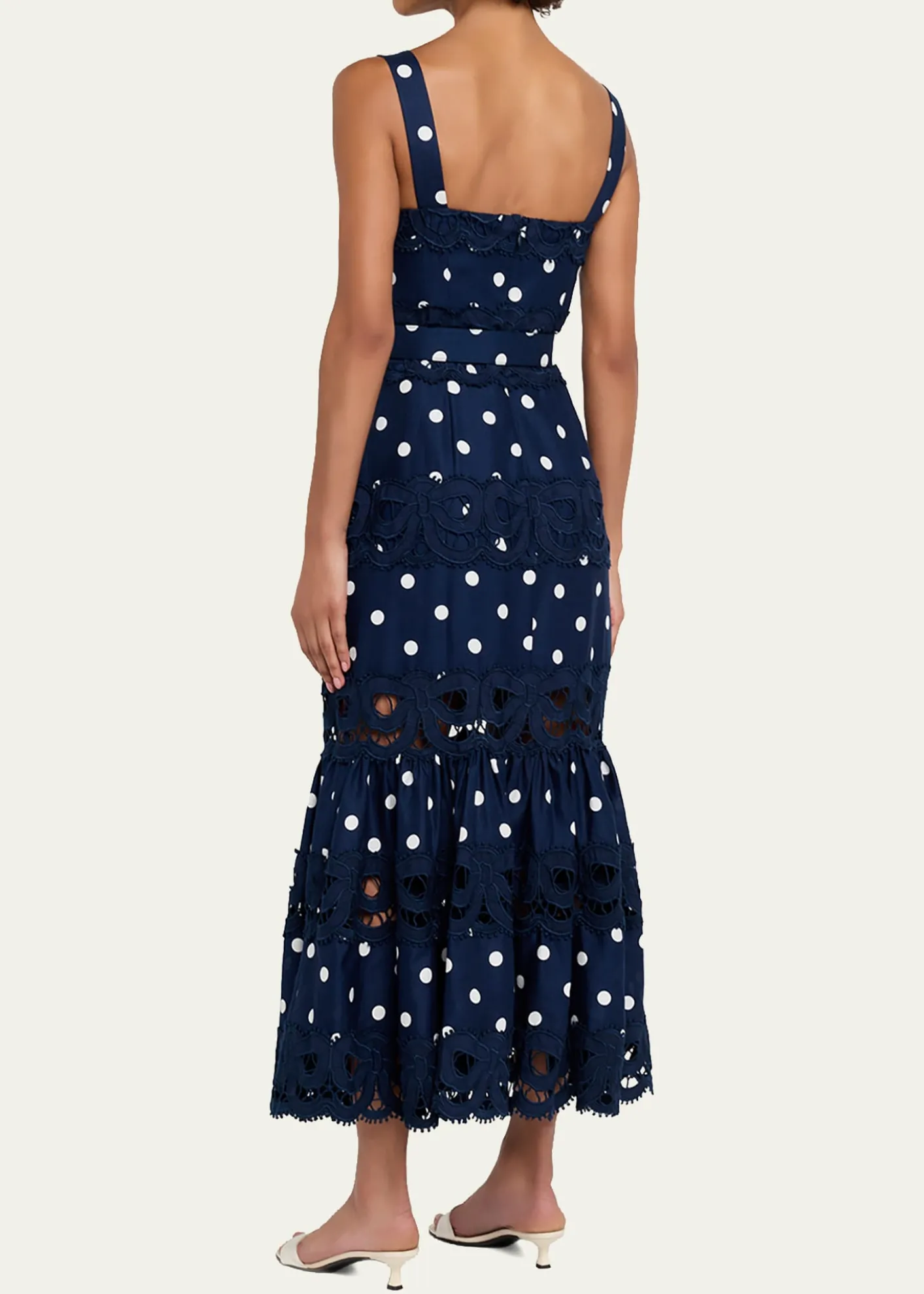 Self-PortraitPolka Dot Linen Midi Dress