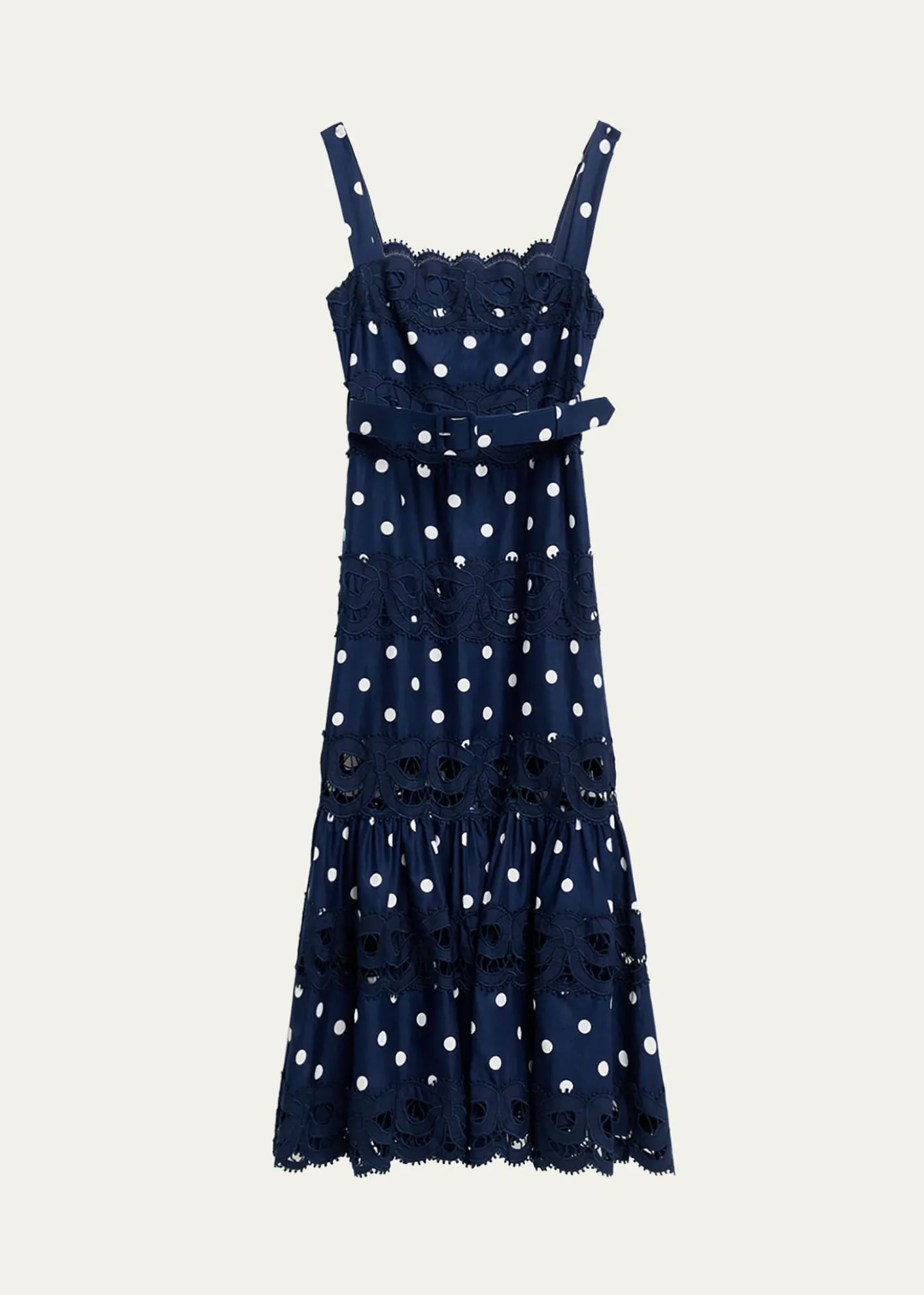 Self-PortraitPolka Dot Linen Midi Dress