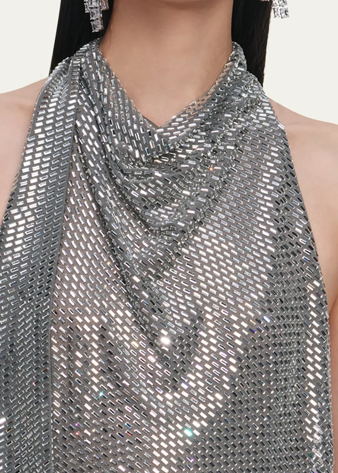 Self-PortraitRhinestone Draped Maxi Dress