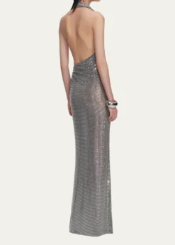 Self-PortraitRhinestone Draped Maxi Dress