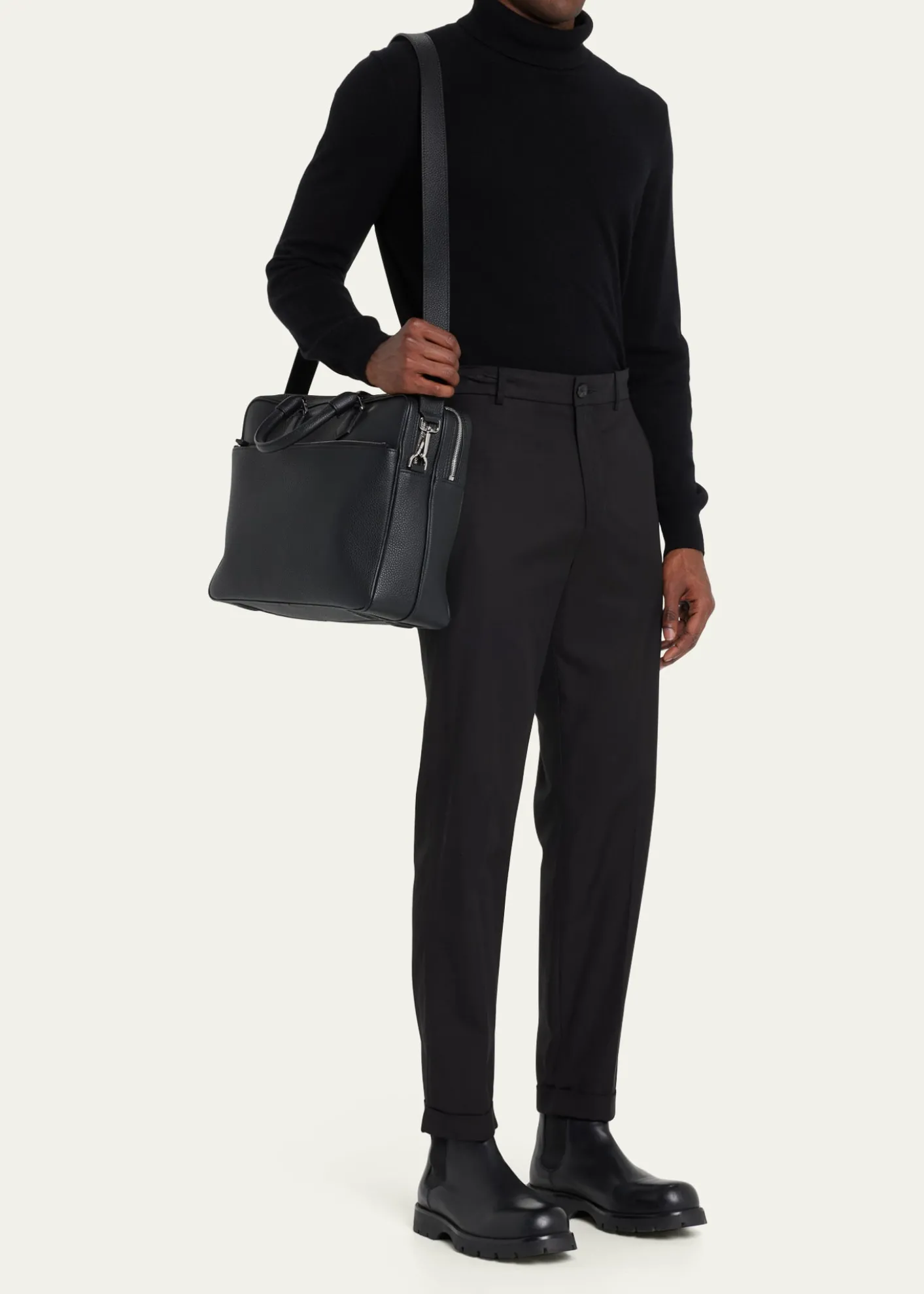 SerapianMen's Leather Double Briefcase