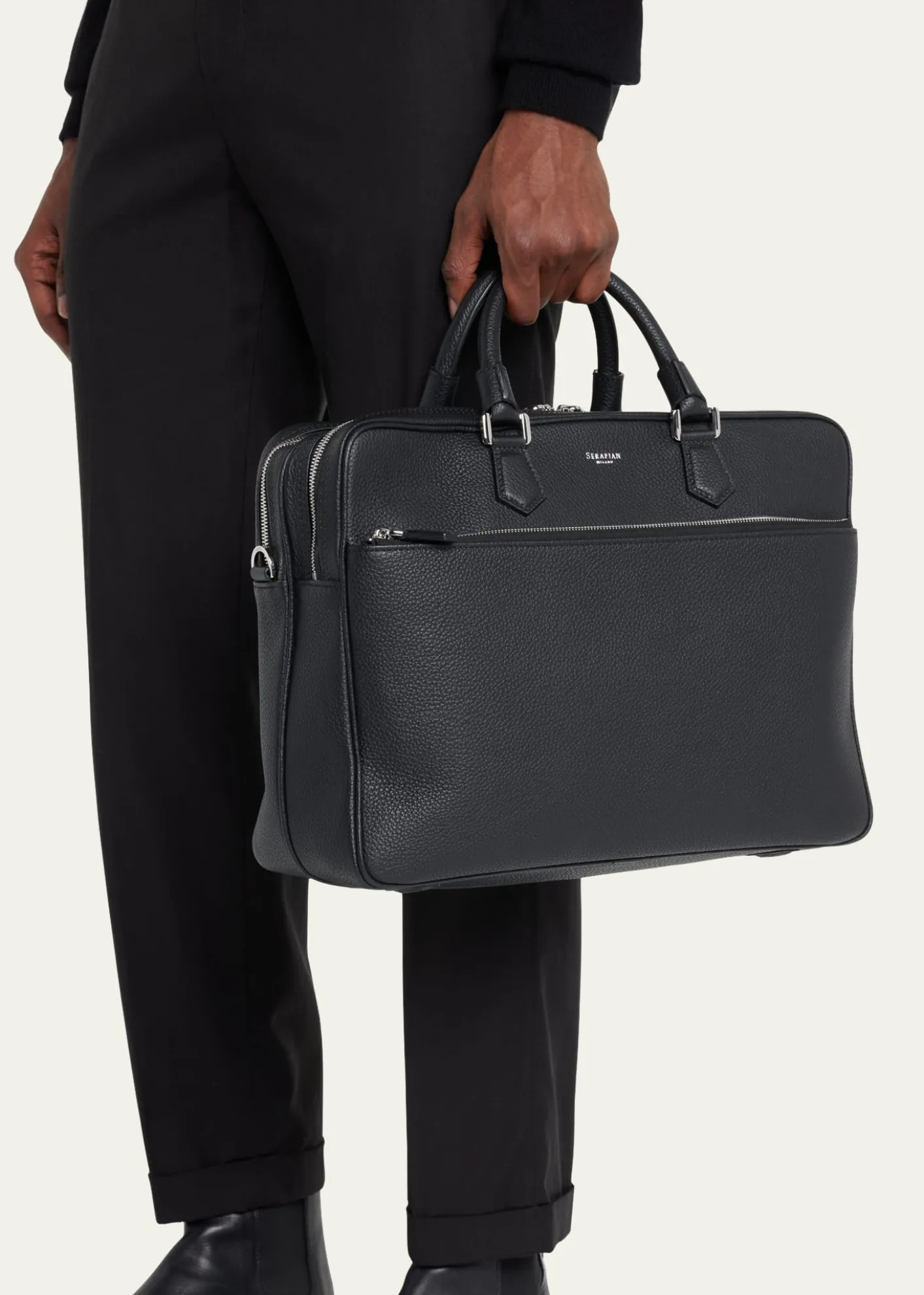 SerapianMen's Leather Double Briefcase