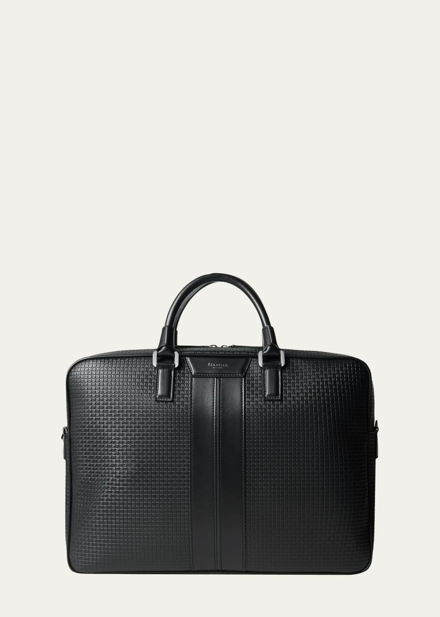 SerapianMen's Slim Stepan Canvas and Leather Briefcase