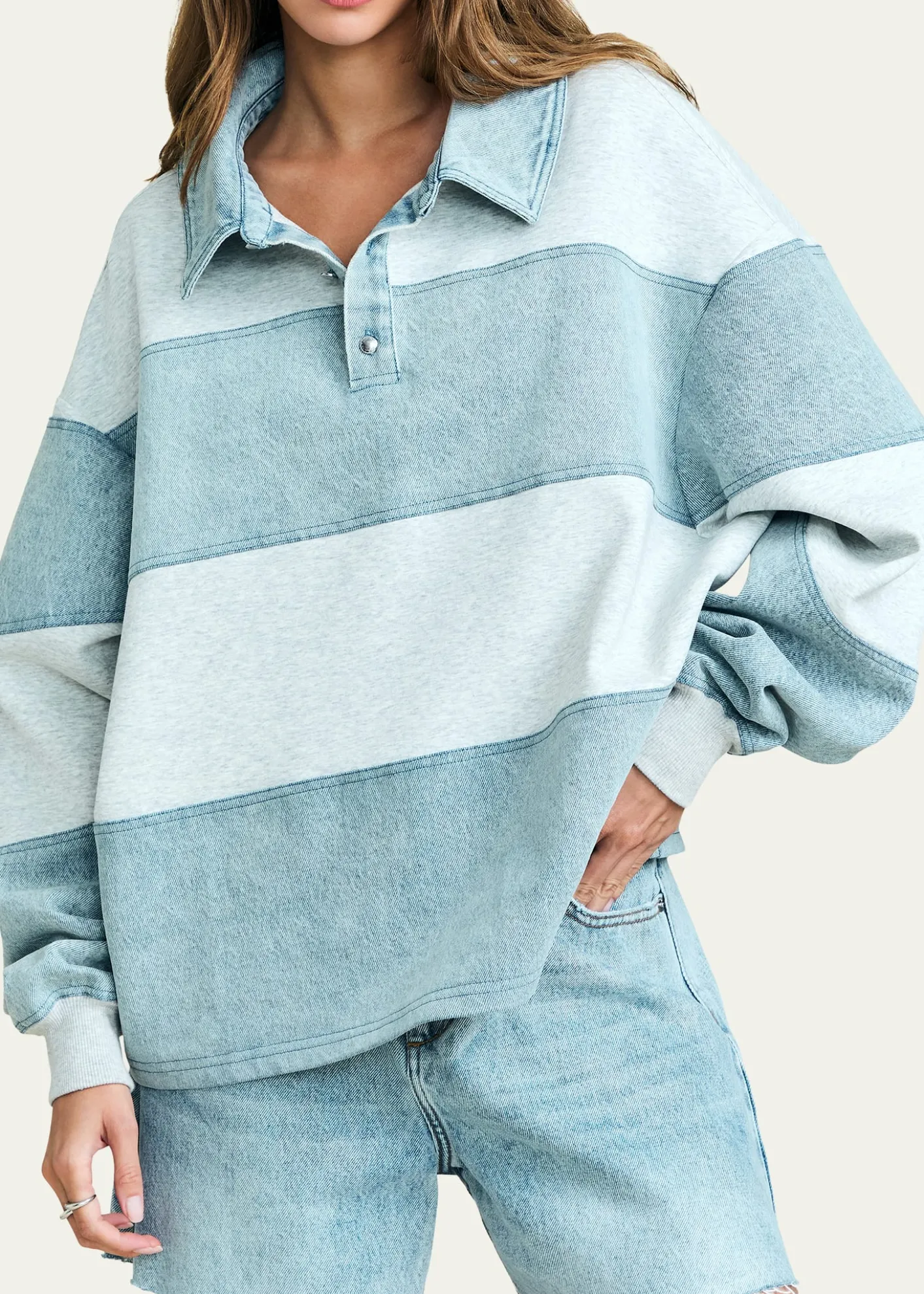 SEROYACher Striped Denim Top