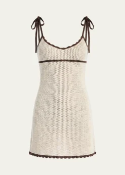 SEROYAMalkie Crochet Tie-Strap Mini Dress