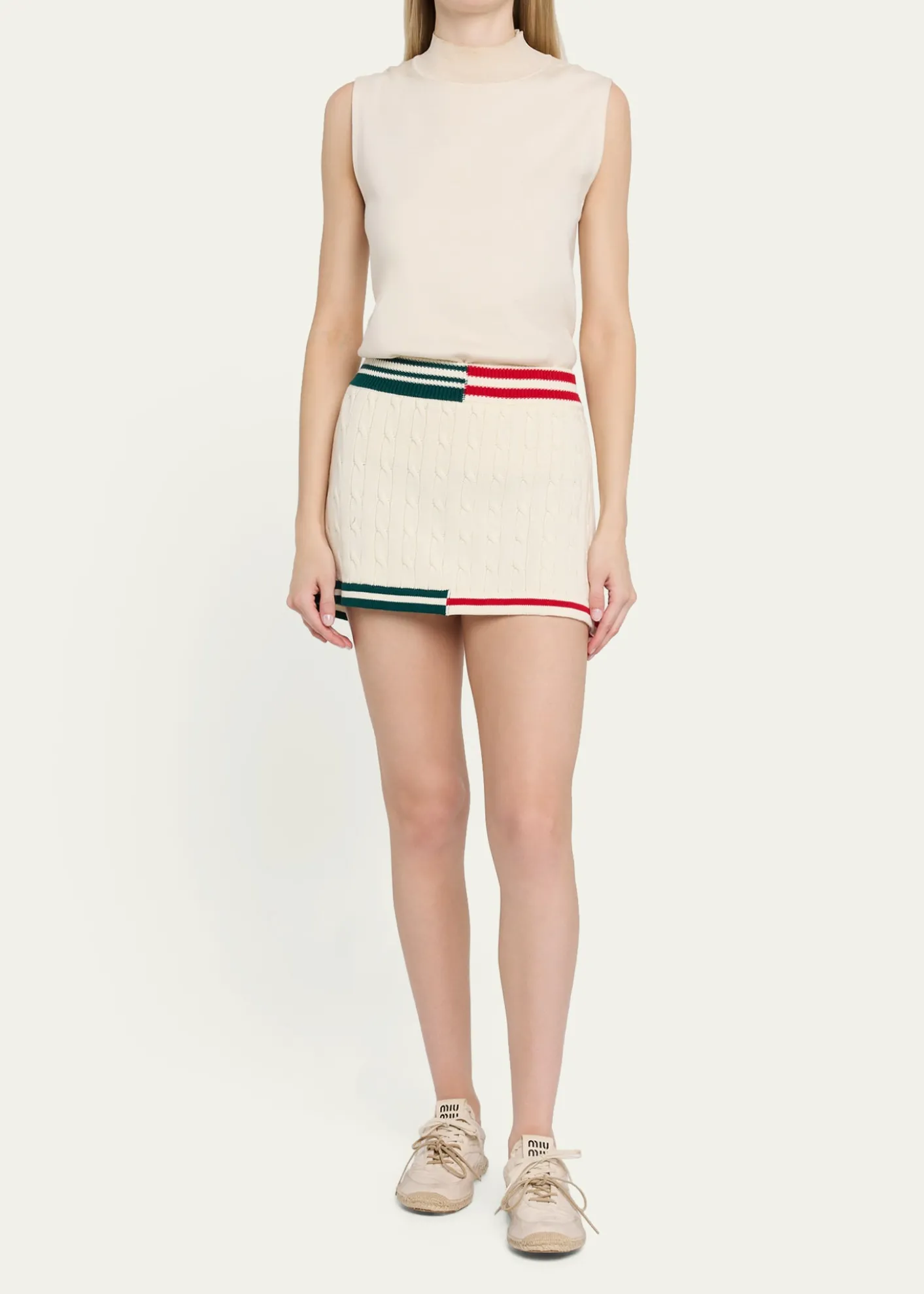 SEROYAPearson Cable-Knit Mini Skirt