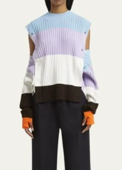SETCHUDetachable Ribbed Button Sweater