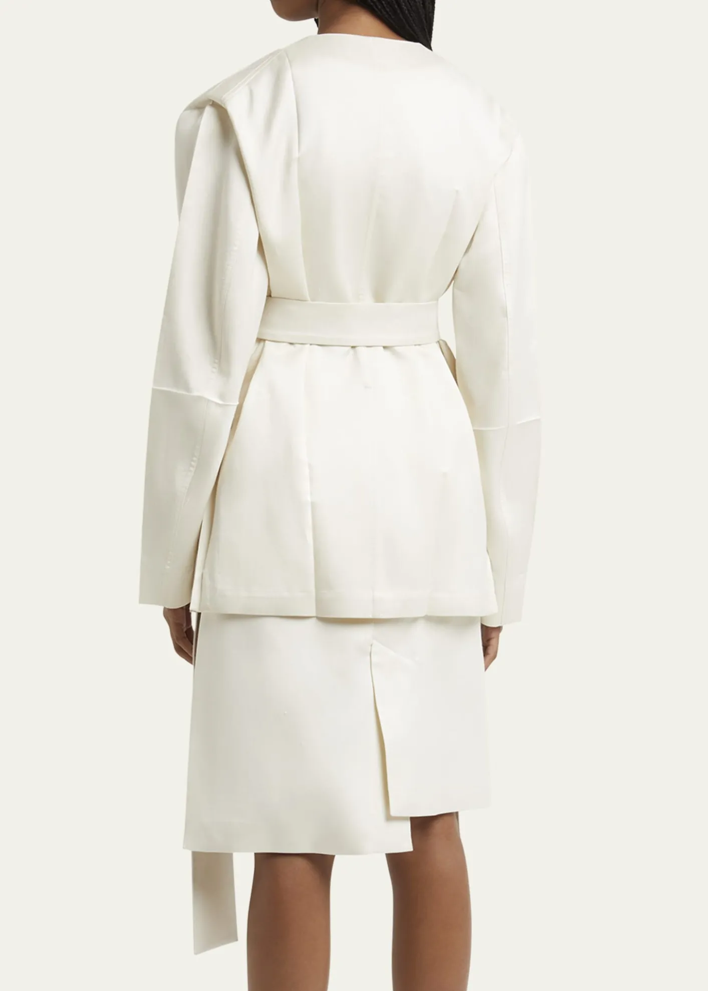 SETCHUNo Collar Origami Belted Wool Jacket
