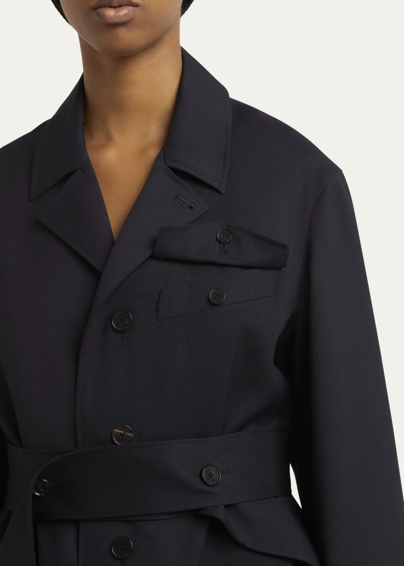 SETCHUTravel Self-Tie Wool Gabardine Safari Jacket