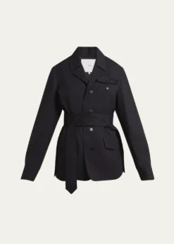 SETCHUTravel Self-Tie Wool Gabardine Safari Jacket