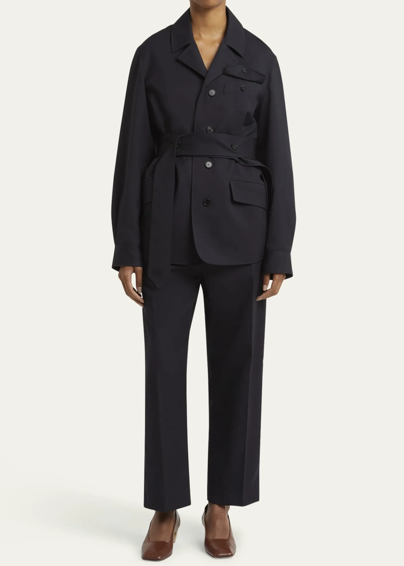 SETCHUTravel Self-Tie Wool Gabardine Safari Jacket