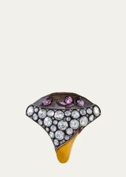 Sevan Bicakci24K Yellow Gold and Silver Carved Butterfly Ring with Diamonds