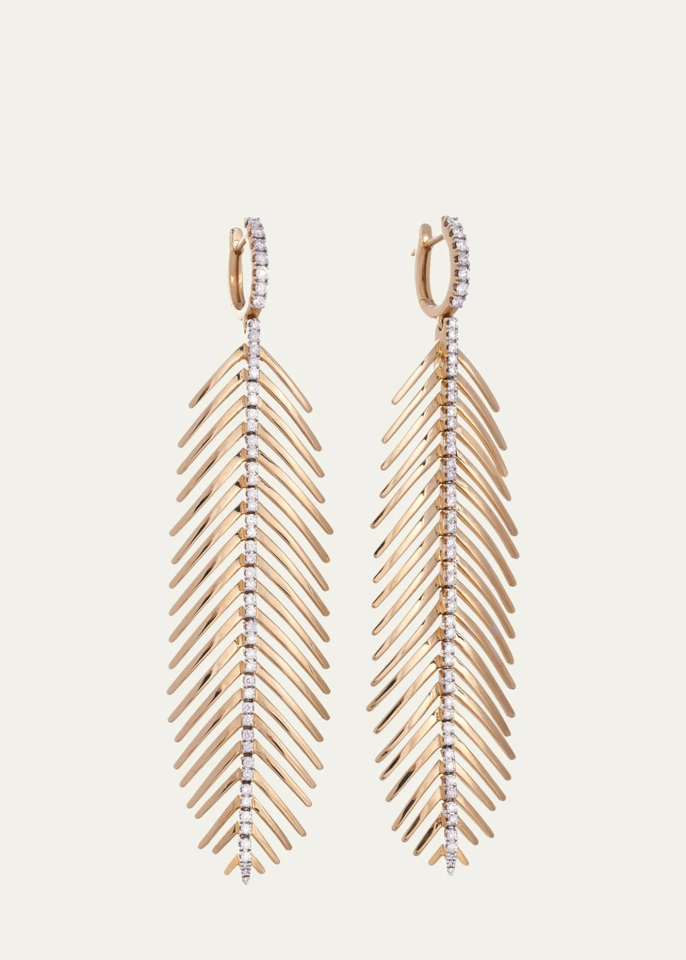Sidney GarberFeathers That Move Earrings with Diamond Spine