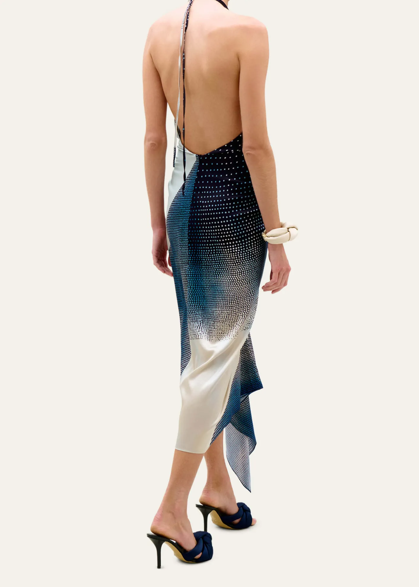 Silvia TcherassiAbril Plunging Halter Knotted Silk Midi Dress