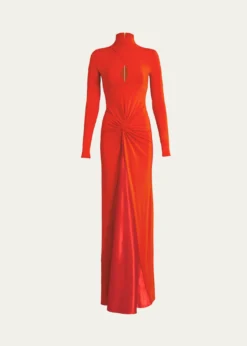 Silvia TcherassiBirdy Twisted Cutout Long-Sleeve Maxi Dress