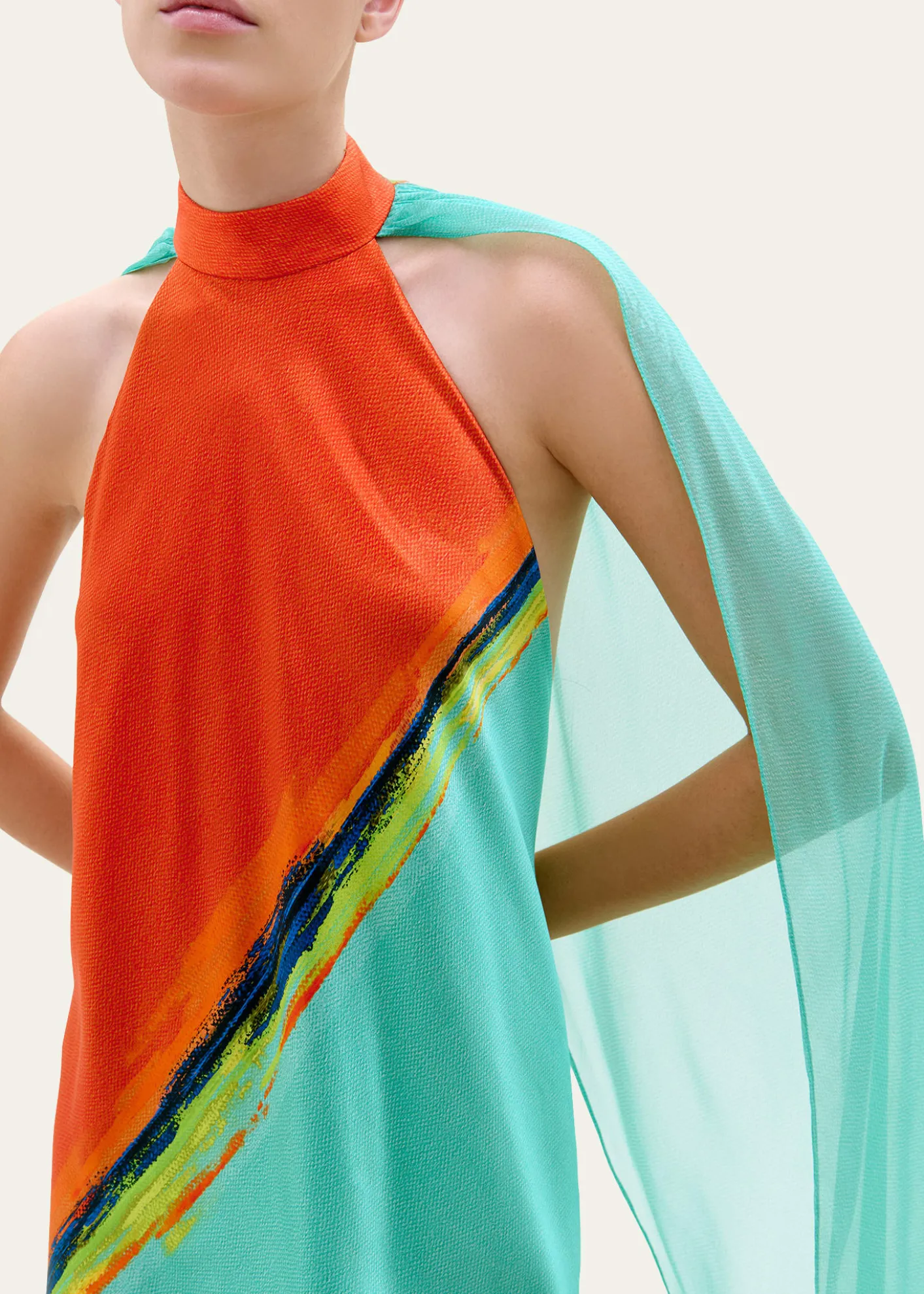 Silvia TcherassiSabina Cape Halter Maxi Dress