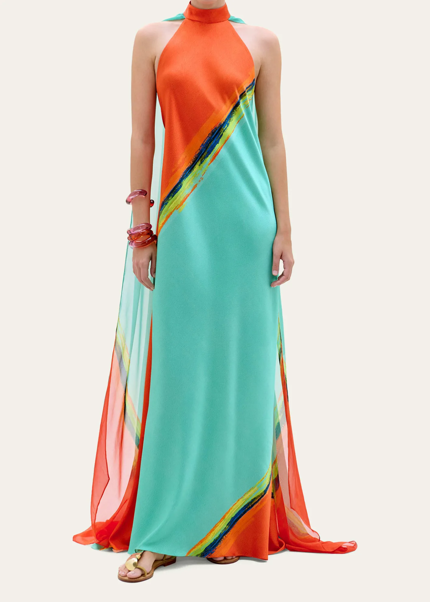 Silvia TcherassiSabina Cape Halter Maxi Dress