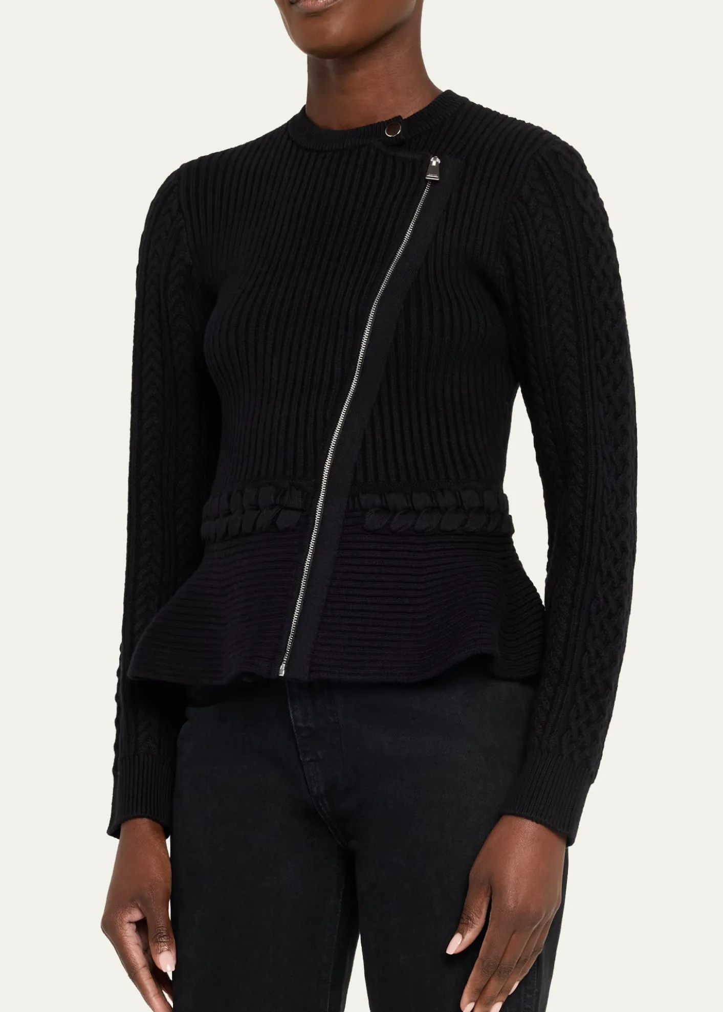 SIMKHAIAndi Mixed-Knit Cotton Peplum Jacket