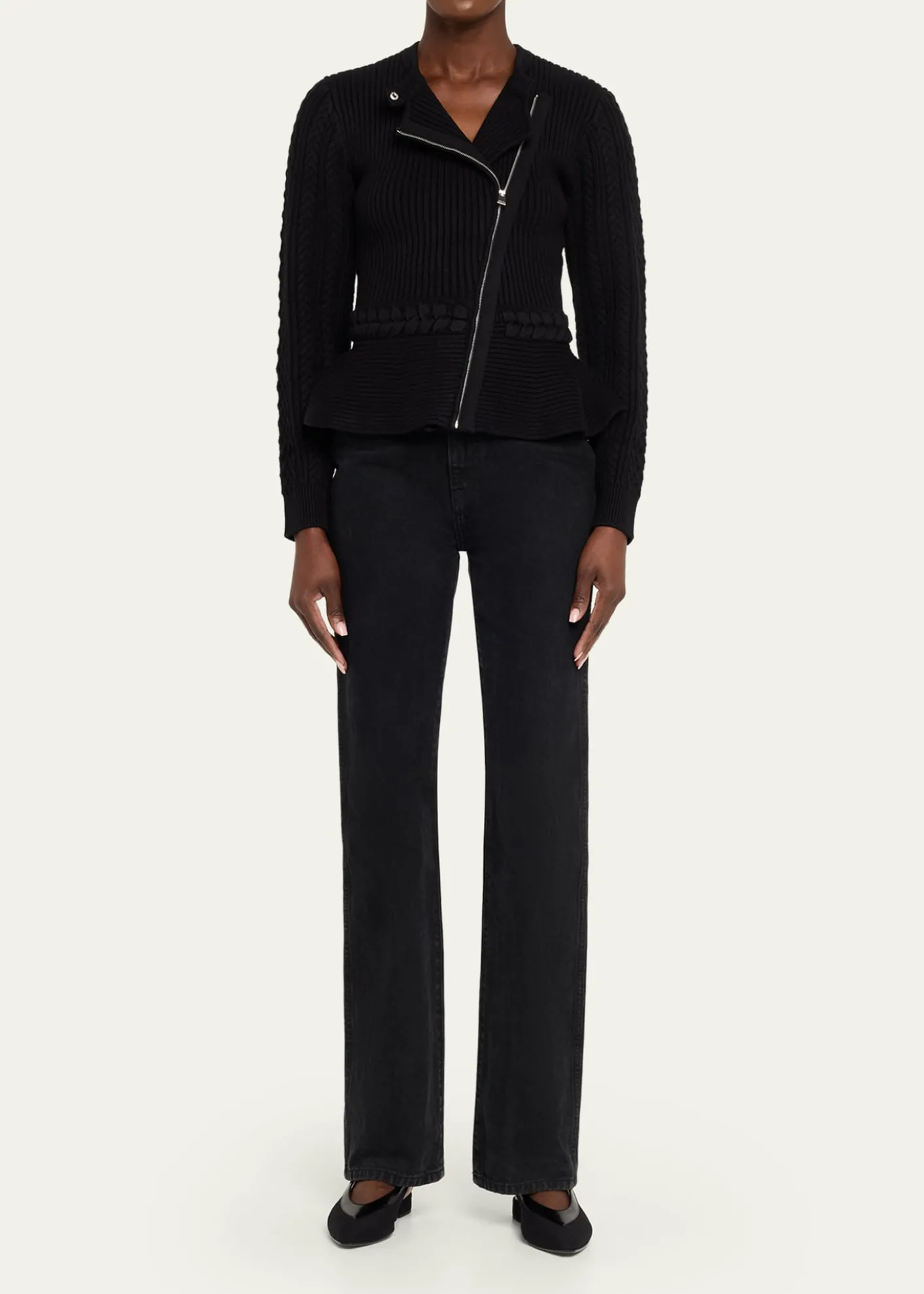 SIMKHAIAndi Mixed-Knit Cotton Peplum Jacket