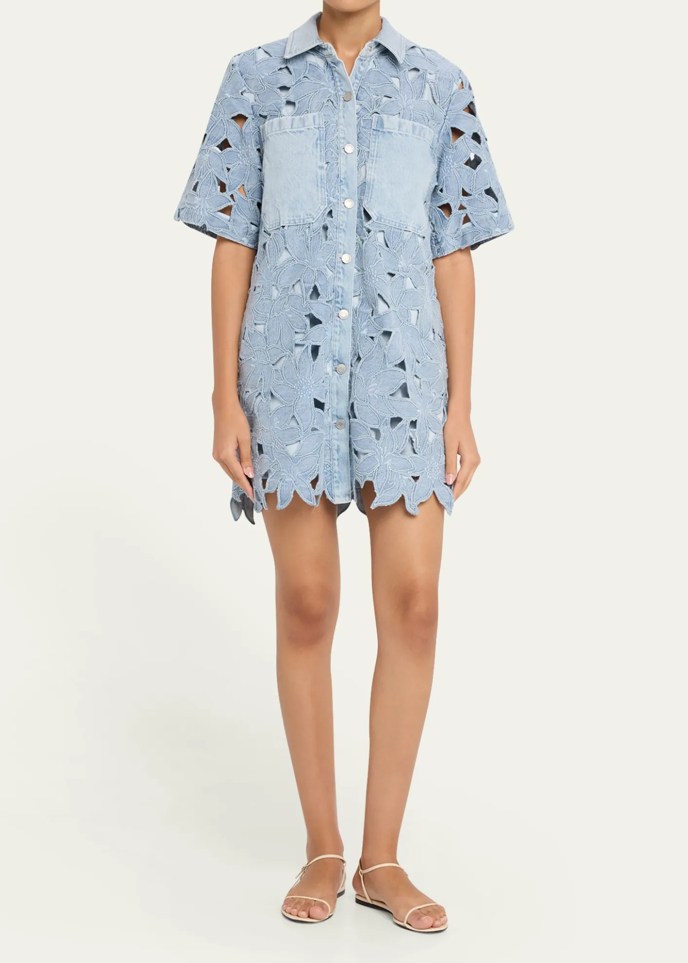SIMKHAICalyn Embroidered Denim Mini Dress