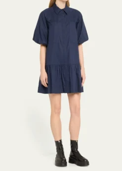 SIMKHAICrissy Puff-Sleeve Cotton Poplin Mini Shirtdress