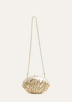 SIMKHAIDylan Coral Acrylic Minaudiere Clutch Bag