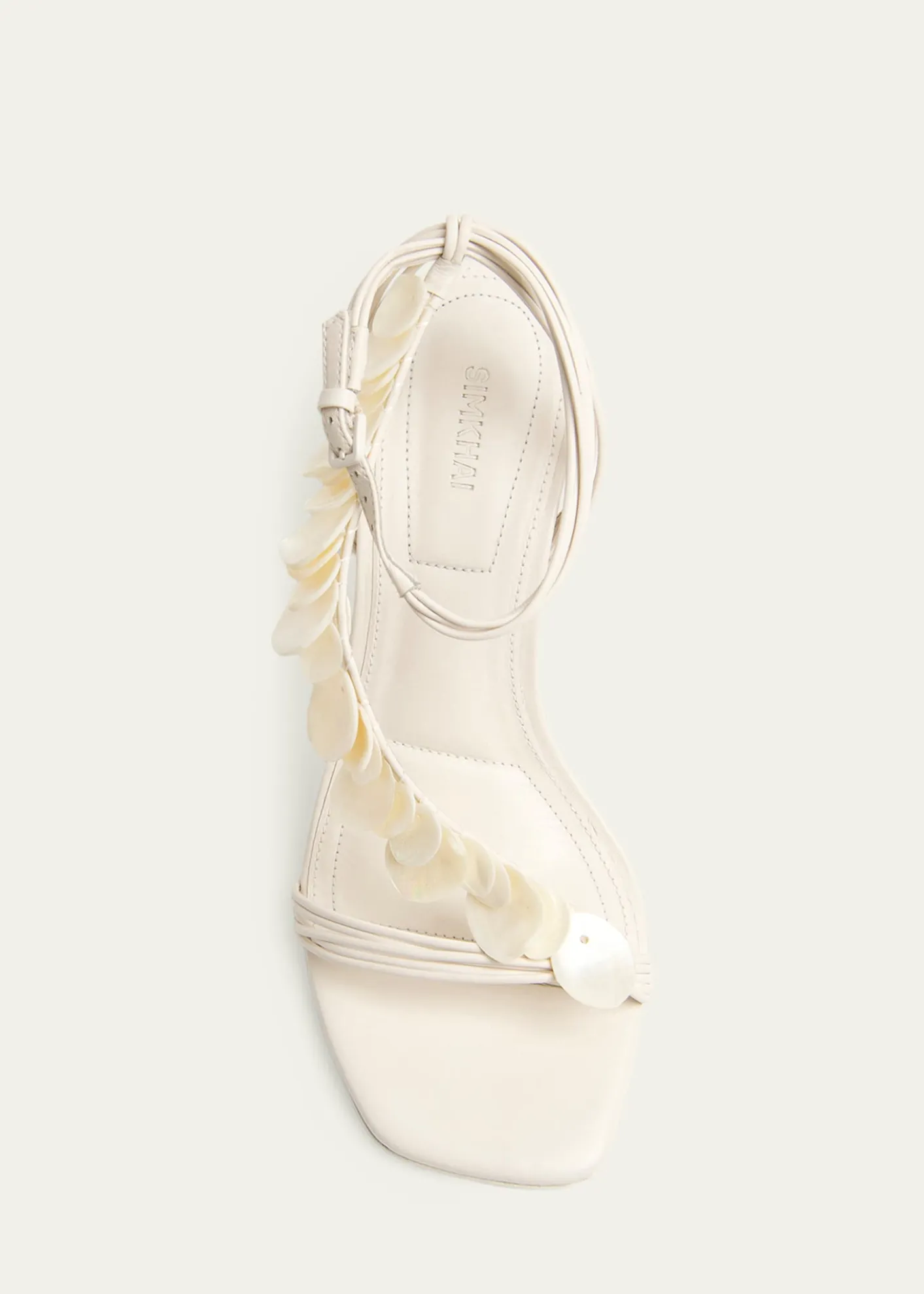 SIMKHAIElin Shell Leather Ankle-Strap Sandals