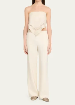 SIMKHAILahni Strapless Linen Lace Top