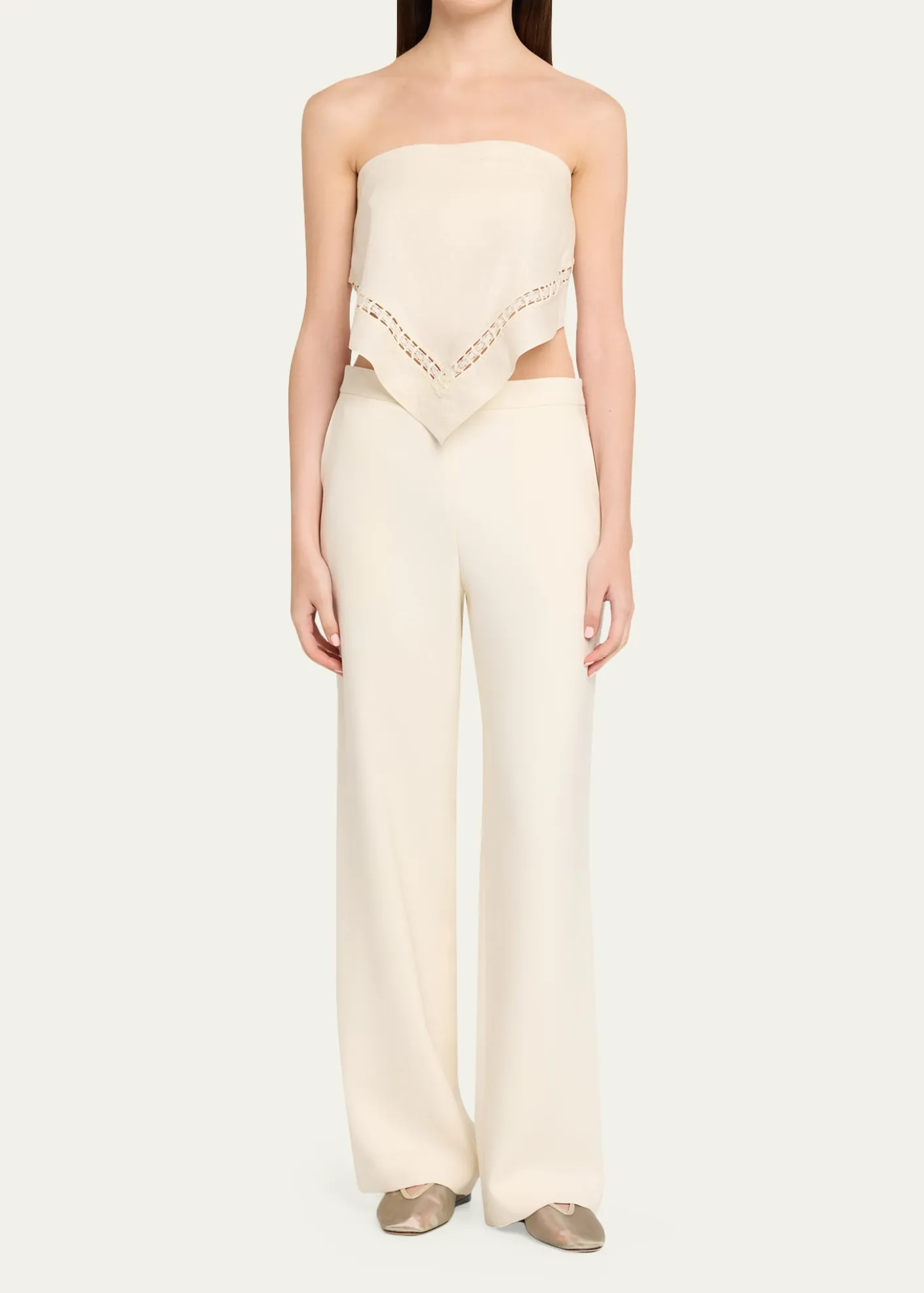 SIMKHAILahni Strapless Linen Lace Top
