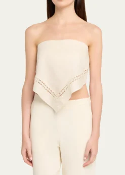 SIMKHAILahni Strapless Linen Lace Top