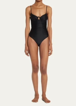 SIMKHAILaine Draped Satin Underwire One-Piece Swimsuit
