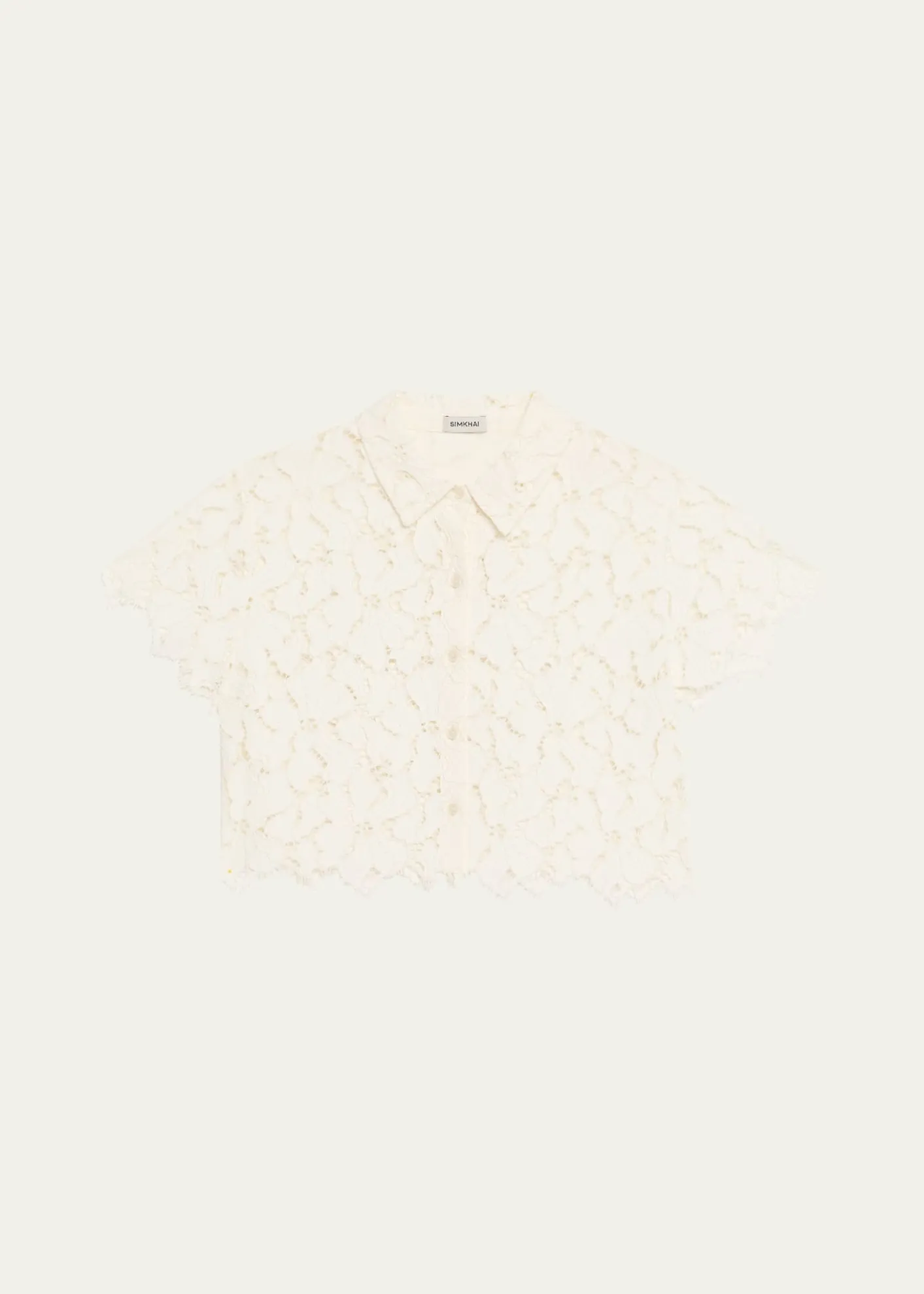 SIMKHAIMarjorie Short-Sleeve Lace Camp Shirt