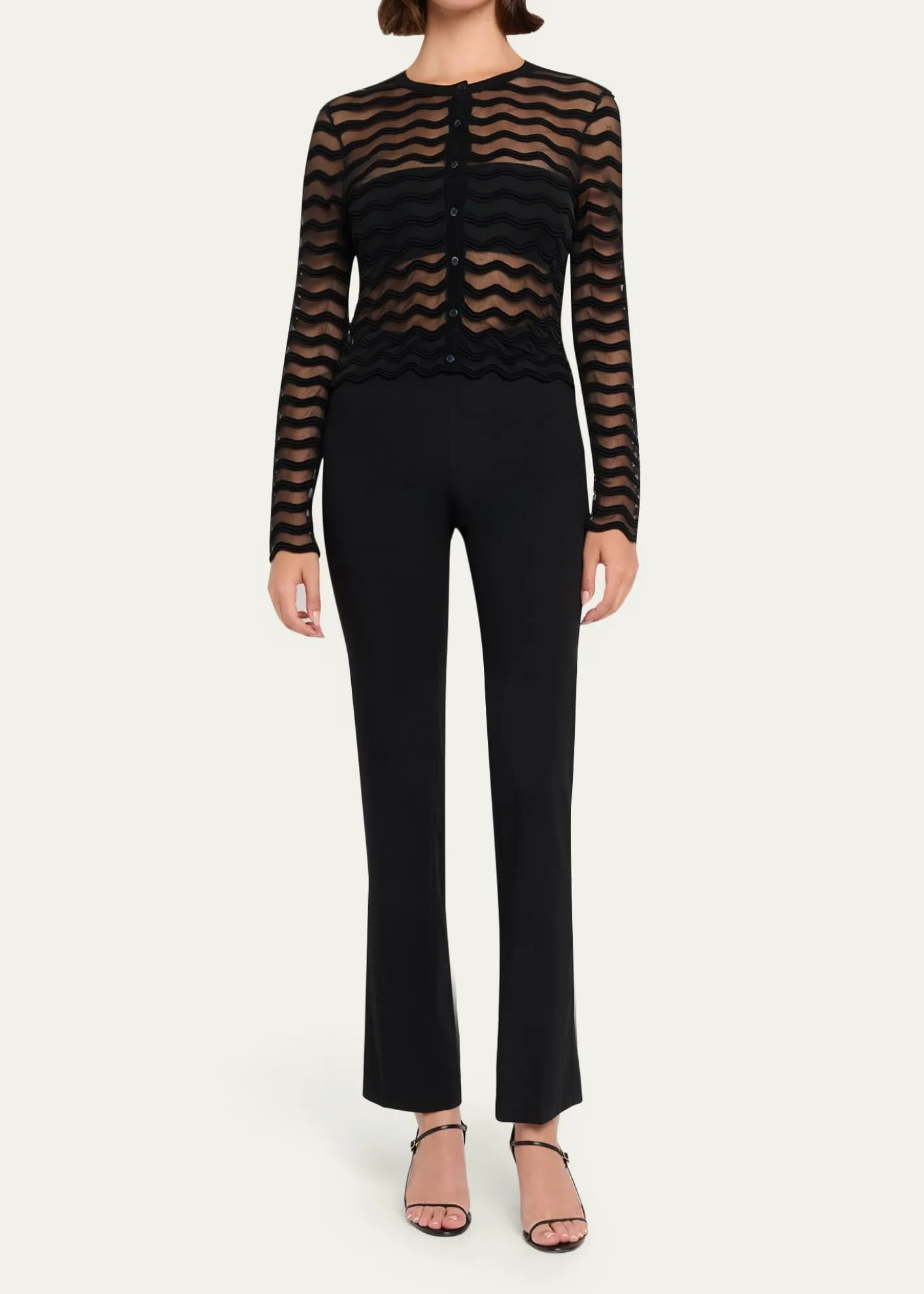 SIMKHAIMaxime Sheer Wavy Knit Cardigan