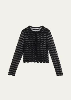 SIMKHAIMaxime Sheer Wavy Knit Cardigan
