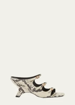 SIMKHAIRiver Snake-Printed Leather Buckle Mules