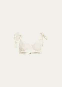 SIMKHAISofie Embroidered Tie-Strap Bikini Top