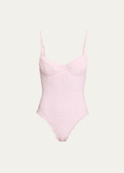 SIMKHAISuni Textured Gingham One-Piece Swimsuit
