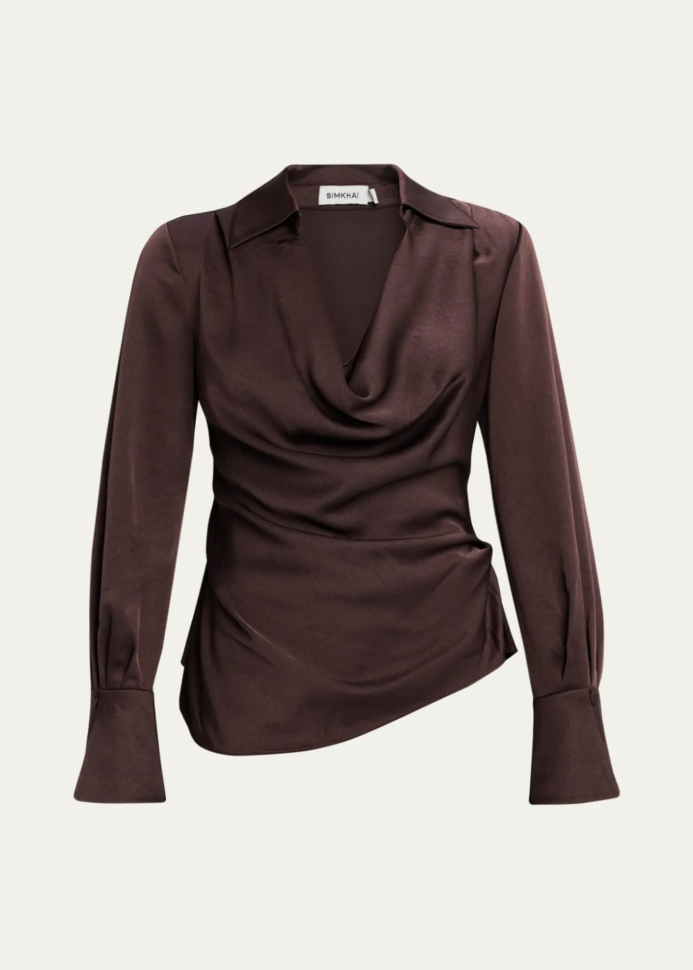 SIMKHAISymone Long-Sleeve Cowl-Neck Top