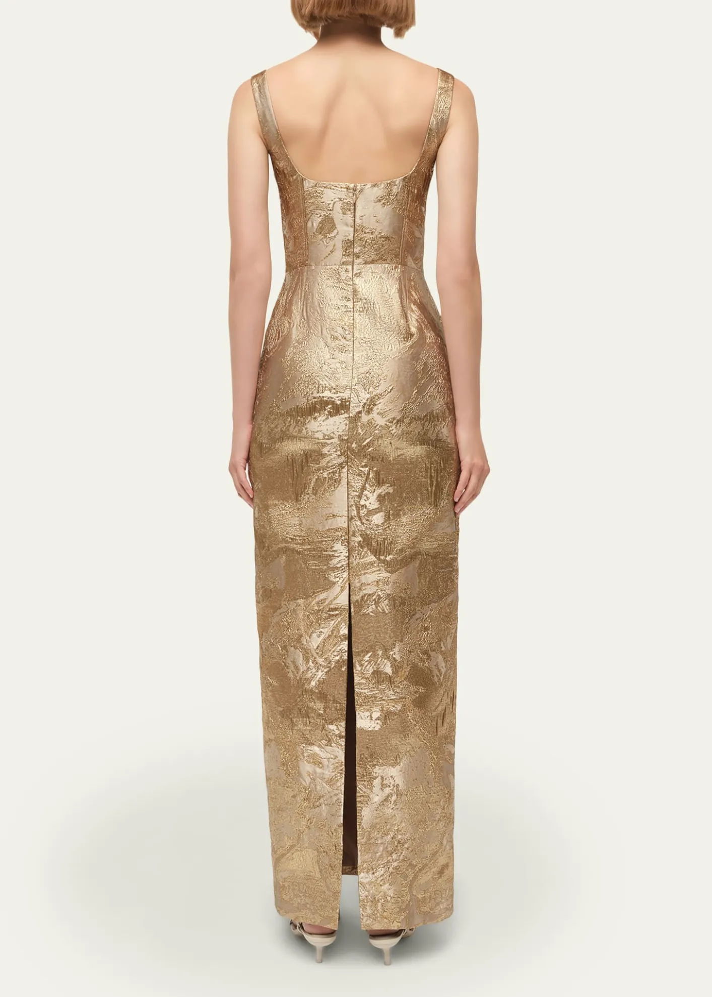 SIMKHAIViella Sleeveless Metallic Jacquard Column Gown