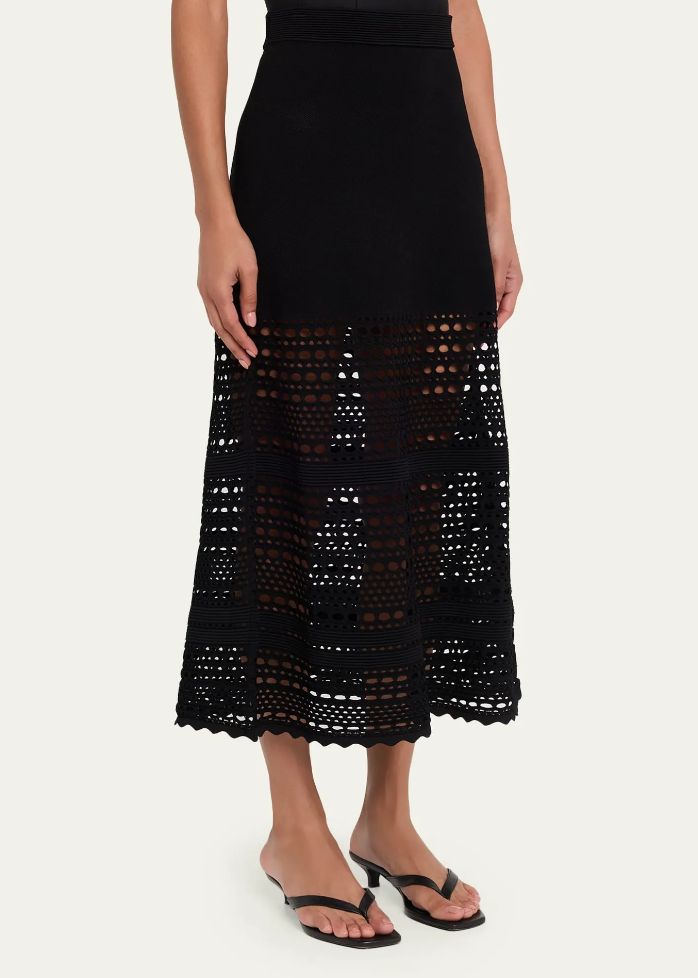 SIMKHAIWestly Open-Stitch Midi Skirt