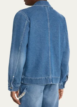 Simone RochaMen's Embellished Washed Denim Jacket