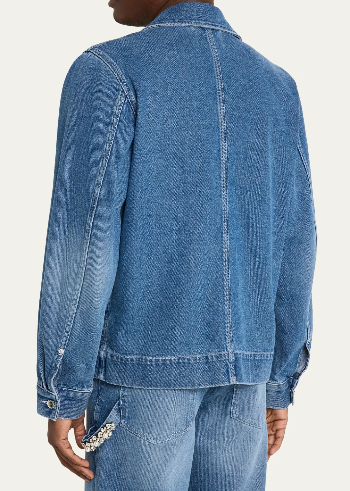 Simone RochaMen's Embellished Washed Denim Jacket