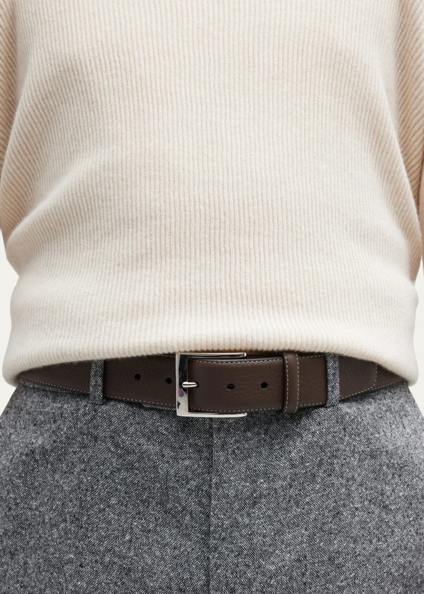 Simonnot GodardMen's Lagun Grained Leather Belt, 40mm