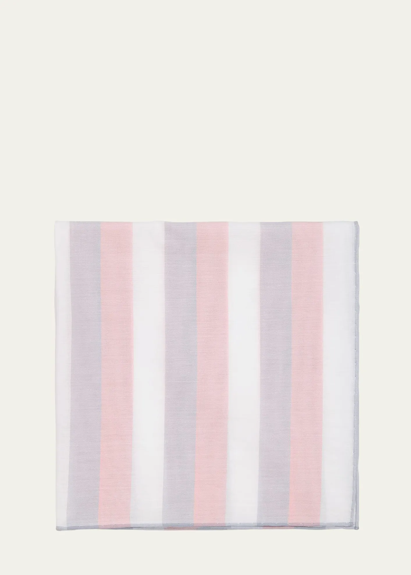Simonnot GodardMen's Cotton Stripe Color-Edge Pocket Handkerchief