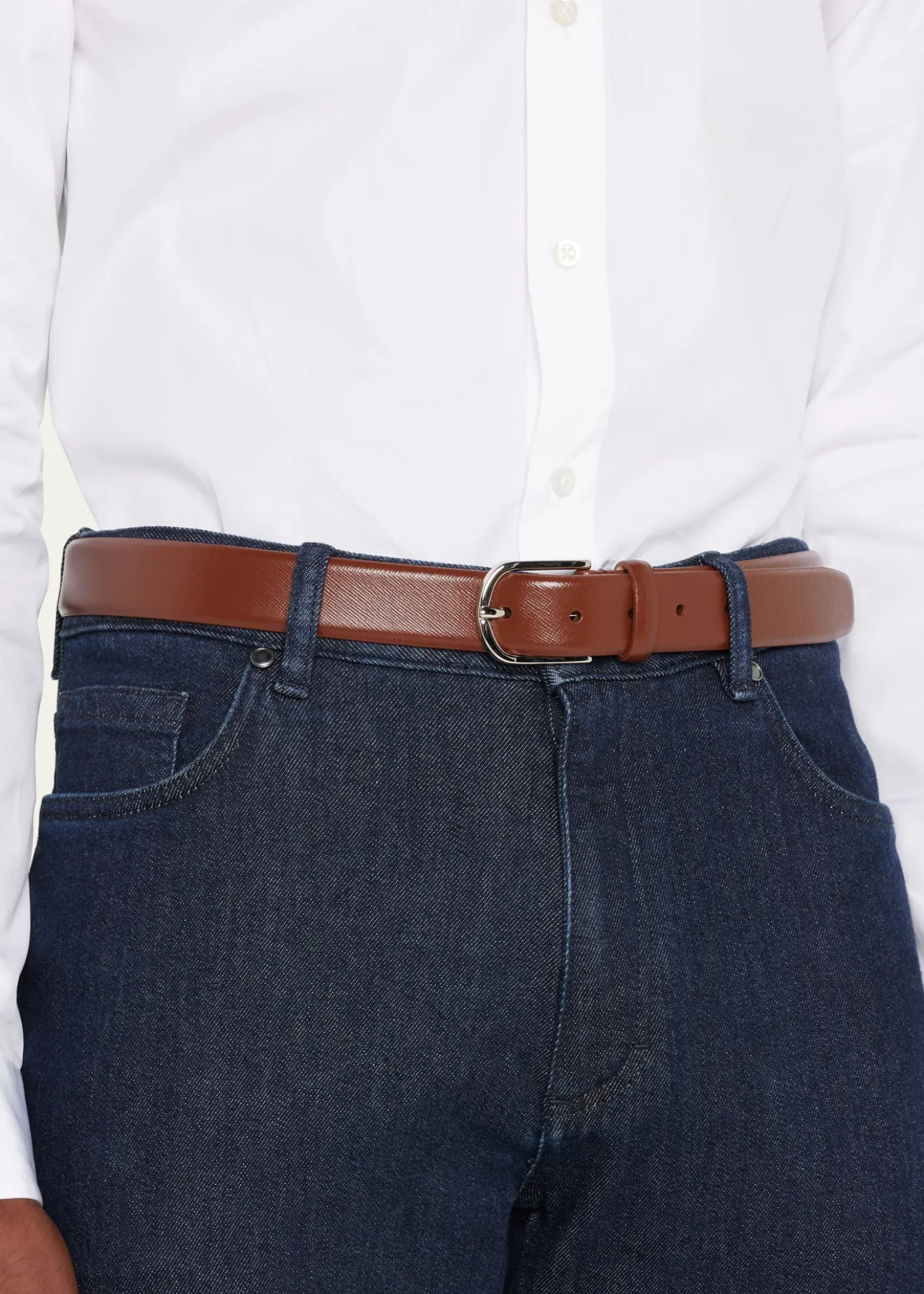 Simonnot GodardMen's Saffiano Leather Belt, 30mm