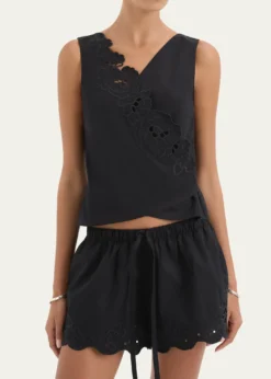 SIRKlara Embroidered Wrap Top