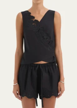 SIRKlara Embroidered Wrap Top