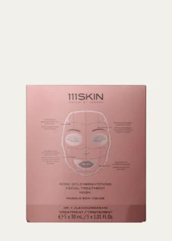 111SKINRose Gold Brightening Facial Treatment Mask Box, 5 Count