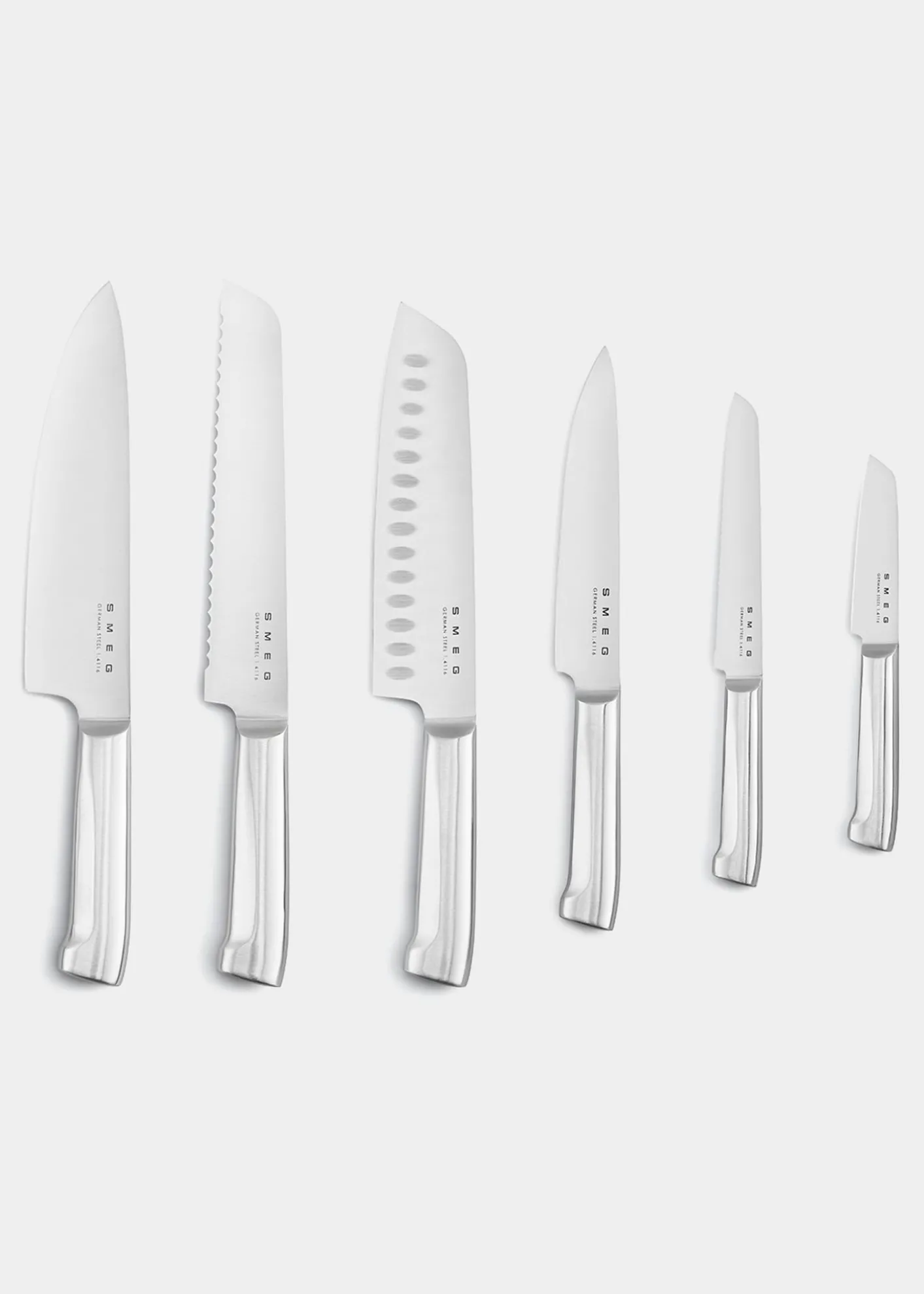 Smeg7-Piece Knife Block Set, Pastel Blue